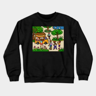 Street food truck hot dog. Illustration cartoon drawing. Crewneck Sweatshirt